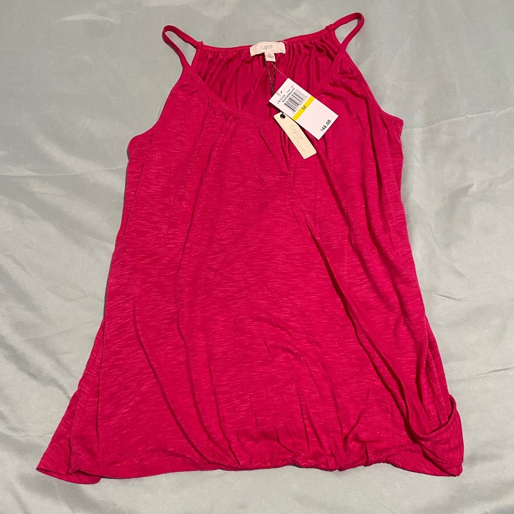 NWT Cupio Faux Wrap Tank Top Watermelon Pink Size Medium